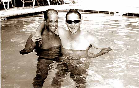 Jimmy and Troy enjoy the Orton Terrace pool