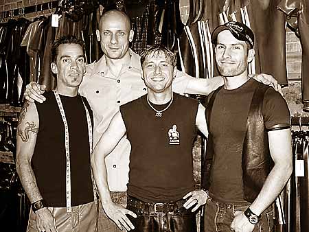At the new Northbound Leather,  Montreal: Andr�, Mark, Ron, and Tony