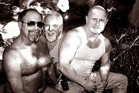 Celebrating 20 years of fun at the Vista Grande complex: hosts Robert and Bob and GM Alvin 