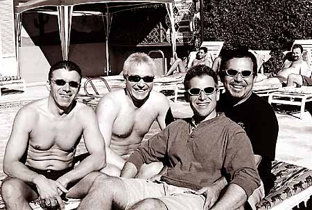 Tortuga friends George and David with 'turtle boys' Rob and Ric