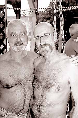 At the outdoor sling at Chaps: Ian and Stuart