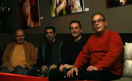 Yvon, Andrea, Yanis, and patron Nick at Gotha Bar