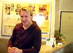 Sascha at the front desk-- at Hotel Deutsche Eiche